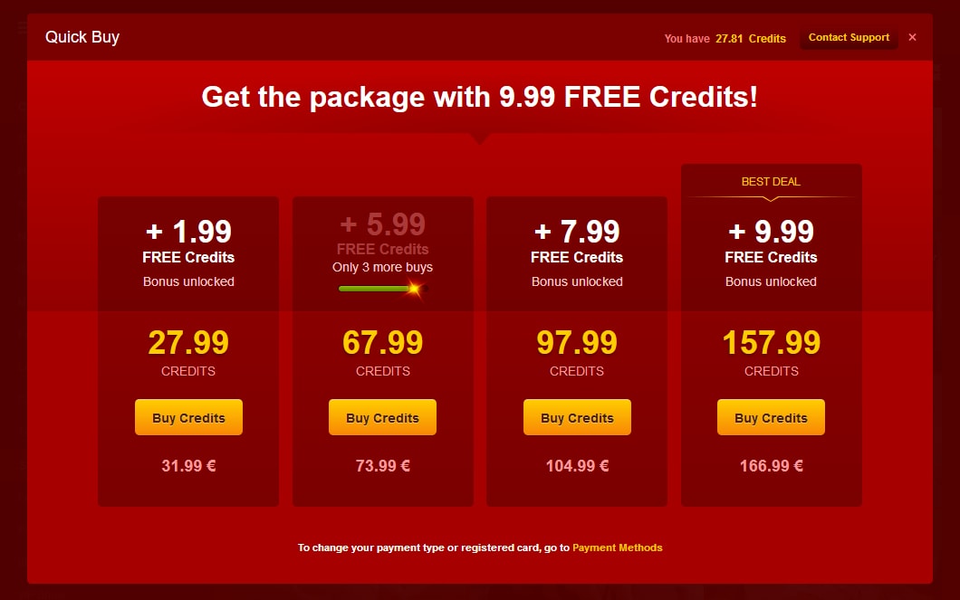 Credit Packages and Discounts on LiveJasmin